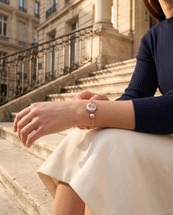 Handcrafted Wire-Wrapped Baroque Pearl Bangle Bracelet