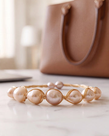 Handcrafted Wire-Wrapped Multi-Pearl Open Cuff Bracelet
