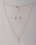 A cute pendant matched with golden polish chain with matching earrings. - Chandrani Pearls