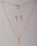A cute pendant matched with golden polish chain with matching earrings. - Chandrani Pearls