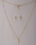 A cute pendant matched with golden polish chain with matching earrings. - Chandrani Pearls