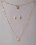 A cute pendant matched with golden polish chain with matching earrings. - Chandrani Pearls