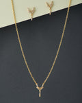 A cute pendant matched with golden polish chain with matching earrings. - Chandrani Pearls