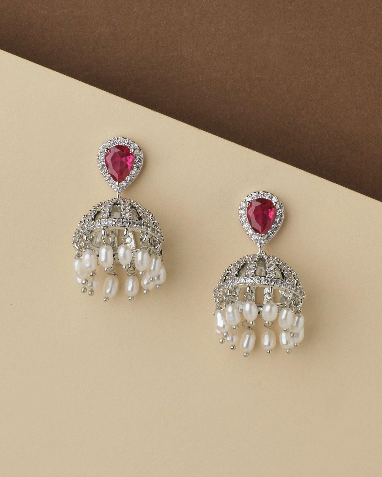 Absolutely Gorgeous Stone-Studded Beaded Jhumkas - Chandrani Pearls