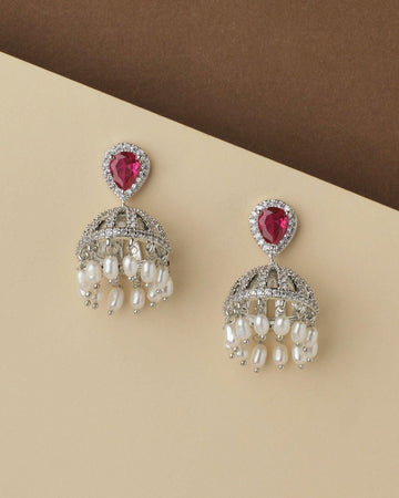 Absolutely Gorgeous Stone-Studded Beaded Jhumkas - Chandrani Pearls