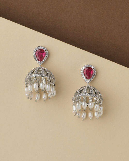 Absolutely Gorgeous Stone-Studded Beaded Jhumkas - Chandrani Pearls