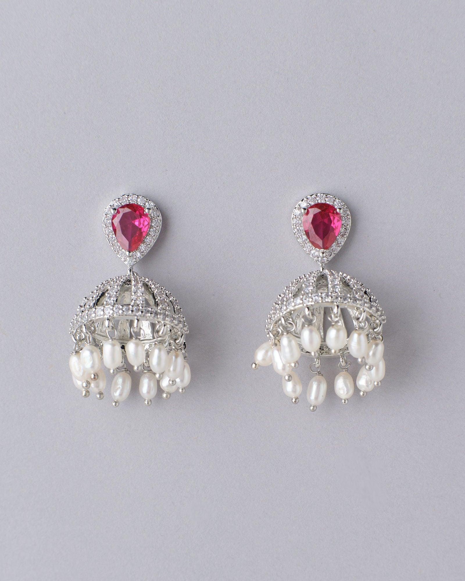 Absolutely Gorgeous Stone-Studded Beaded Jhumkas - Chandrani Pearls