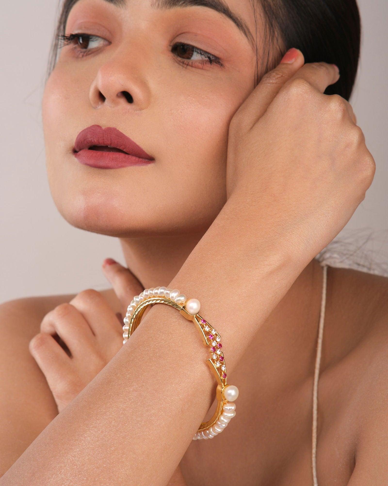 Adhira Toggle Bangle - Chandrani Pearls