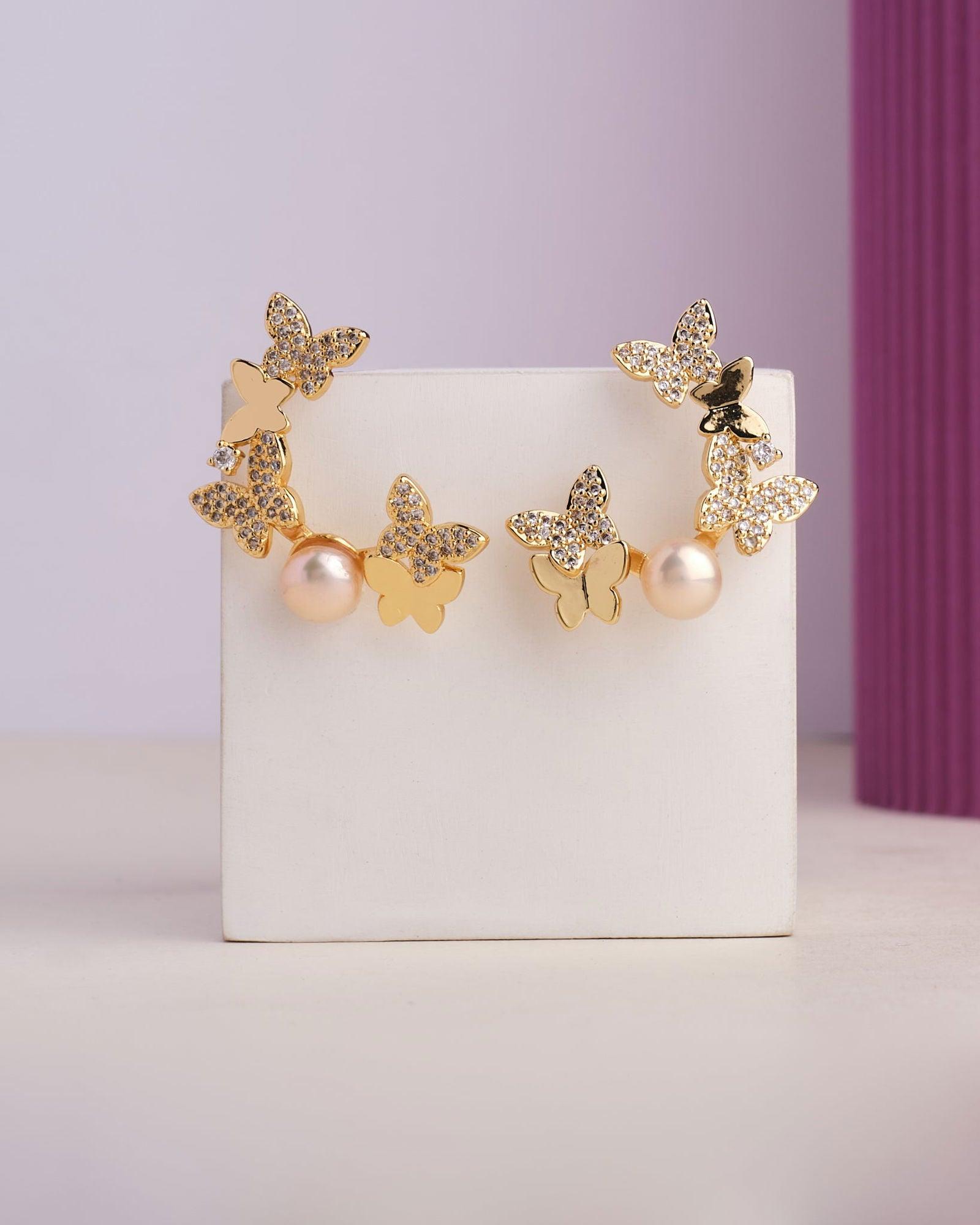 An Autumn Blend Butterfly Delight Pearl Earring - Chandrani Pearls