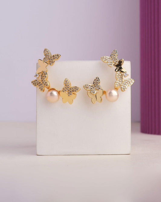 An Autumn Blend Butterfly Delight Pearl Earring - Chandrani Pearls