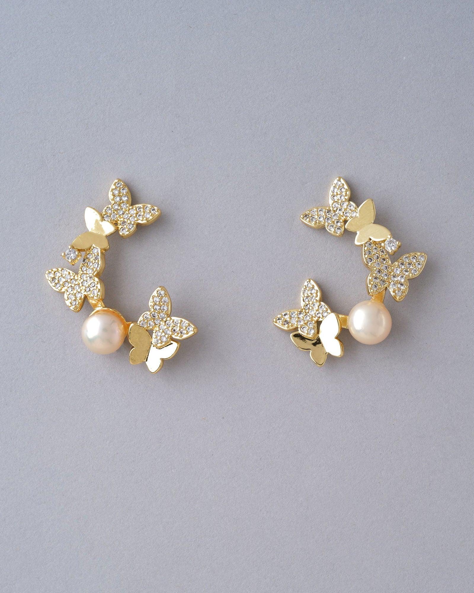 An Autumn Blend Butterfly Delight Pearl Earring - Chandrani Pearls