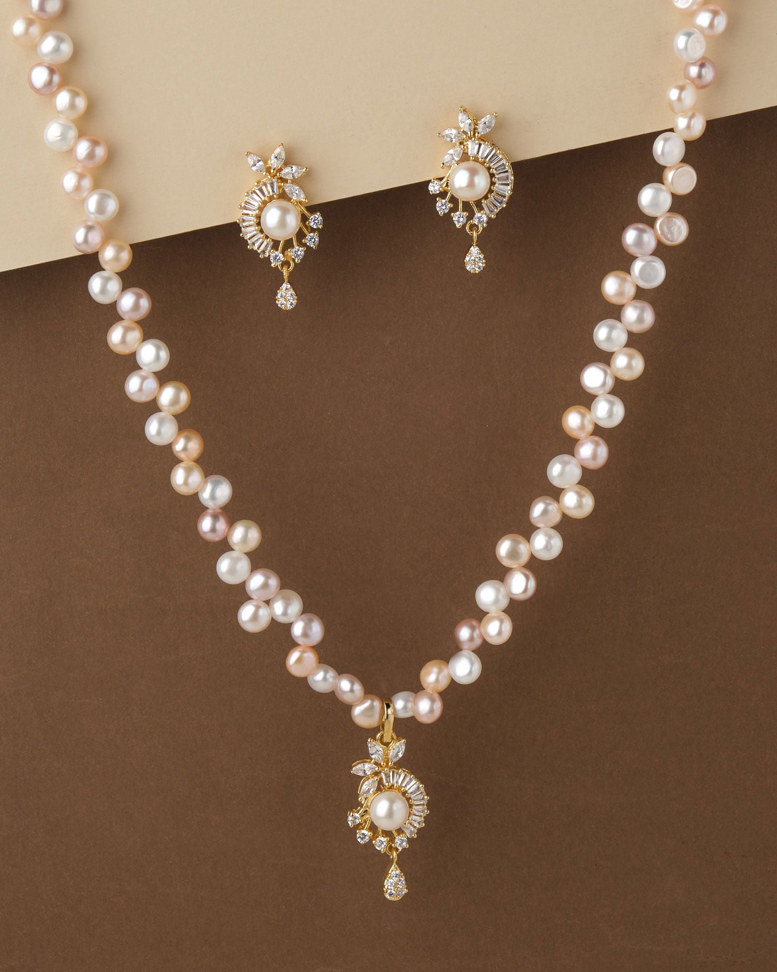 Asymmetric Glam Pearl Necklace Set - Chandrani Pearls