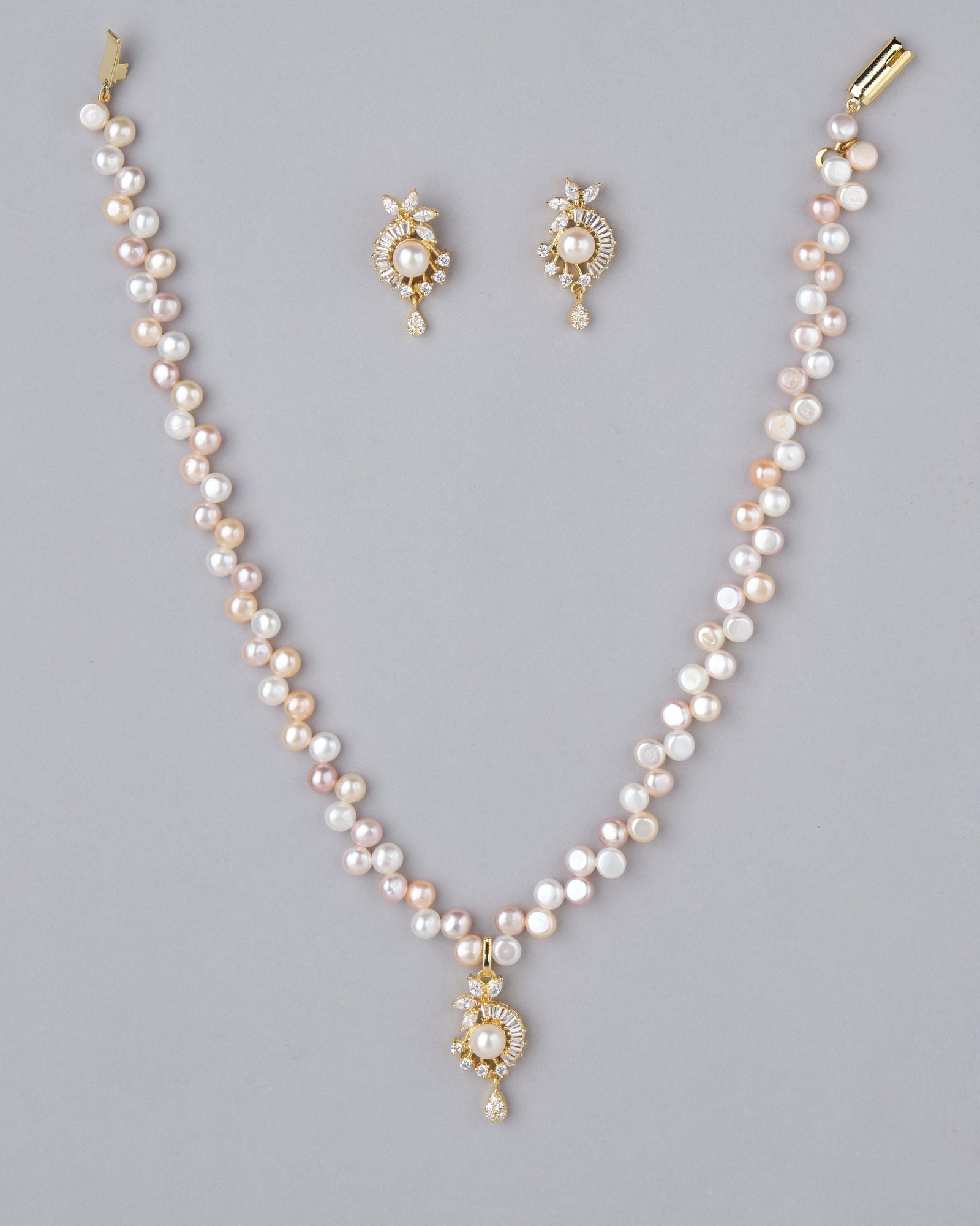 Asymmetric Glam Pearl Necklace Set - Chandrani Pearls