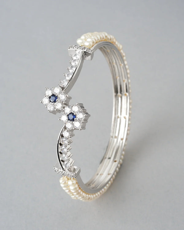 Floral Blossom Pearl CZ Bangle