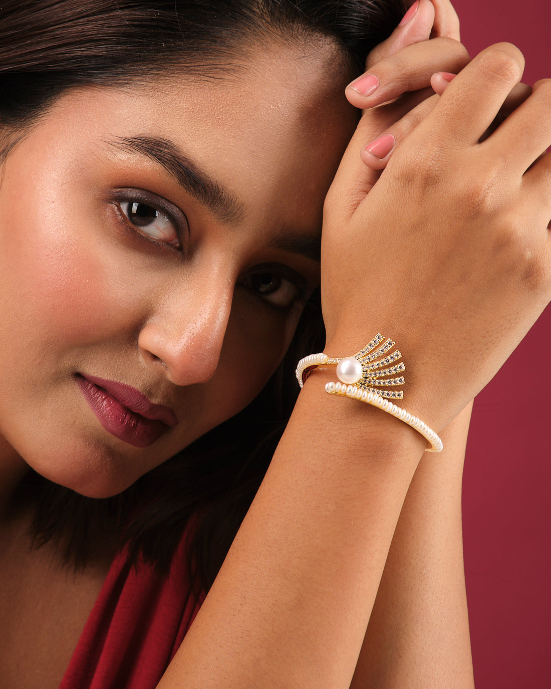 Norena CZ Stone Pearl Bangle