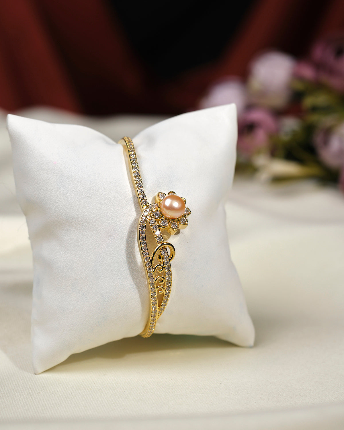 Floral CZ Stone Bangle