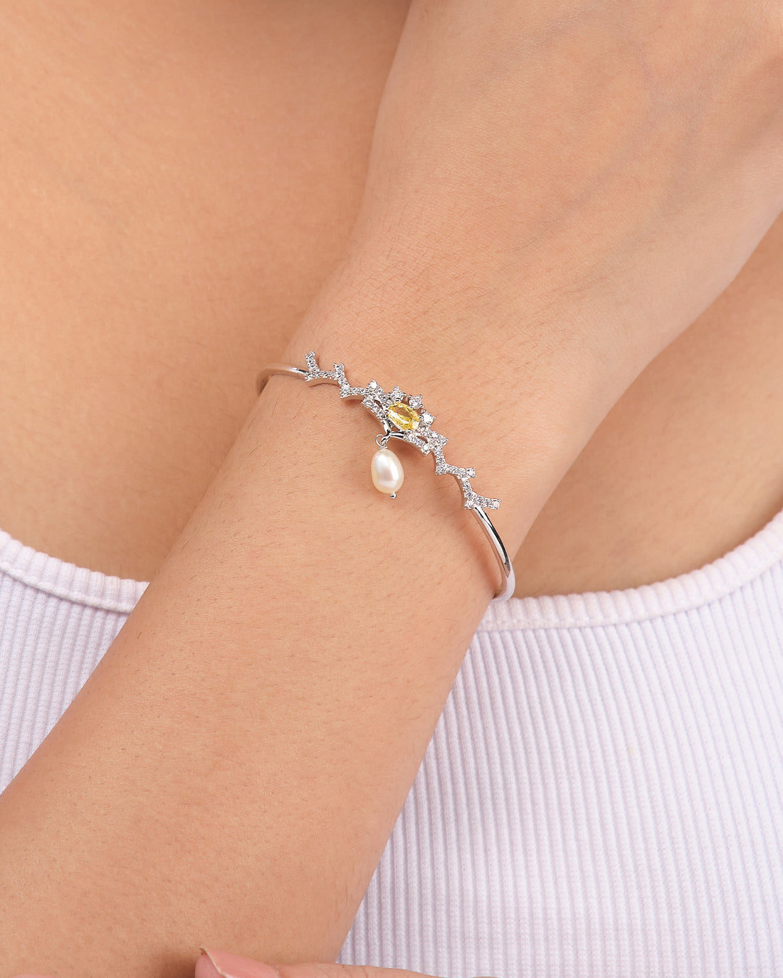 Everyday Glam 925 Silver Bangle with CZ