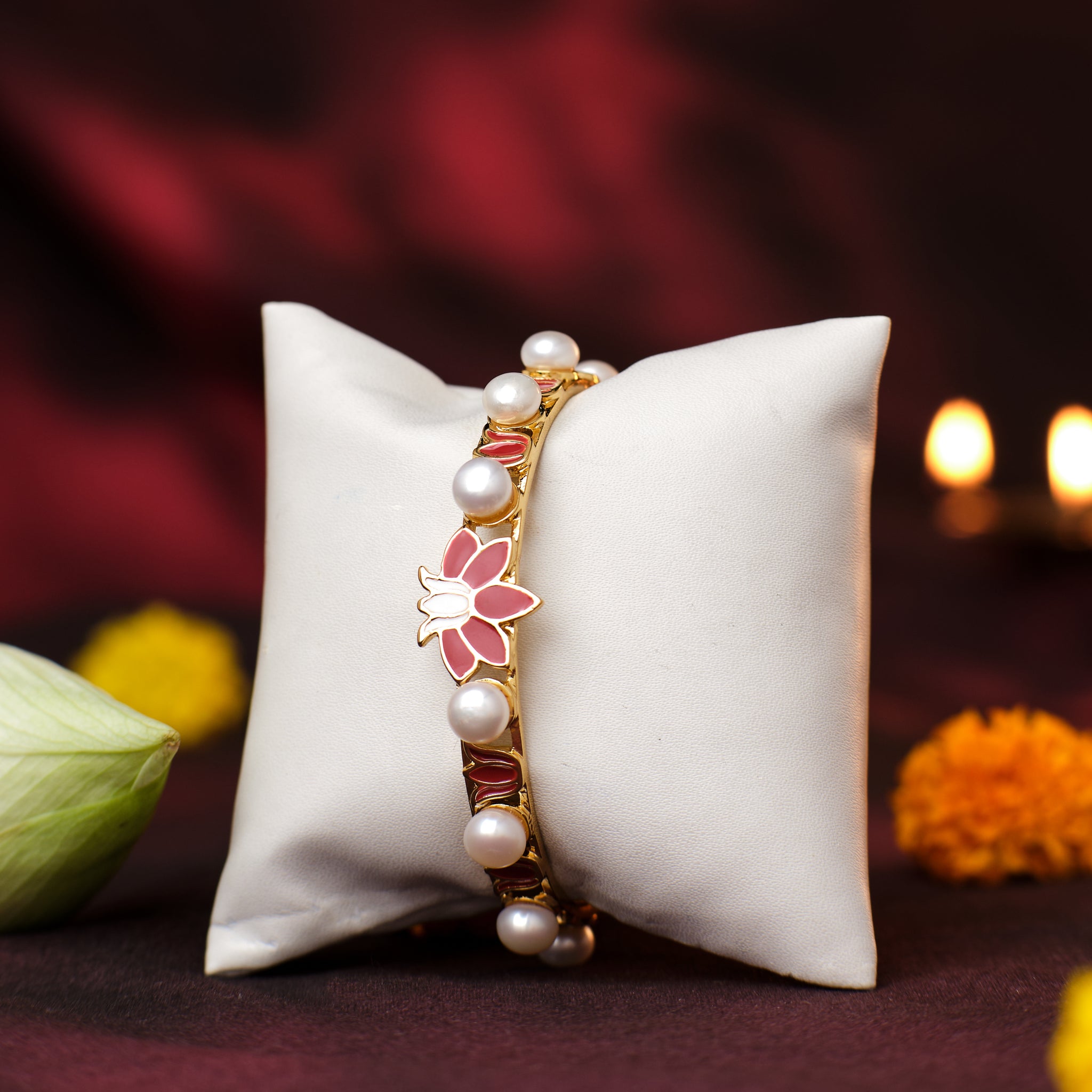 Blossom Pearl Enamel Bangle