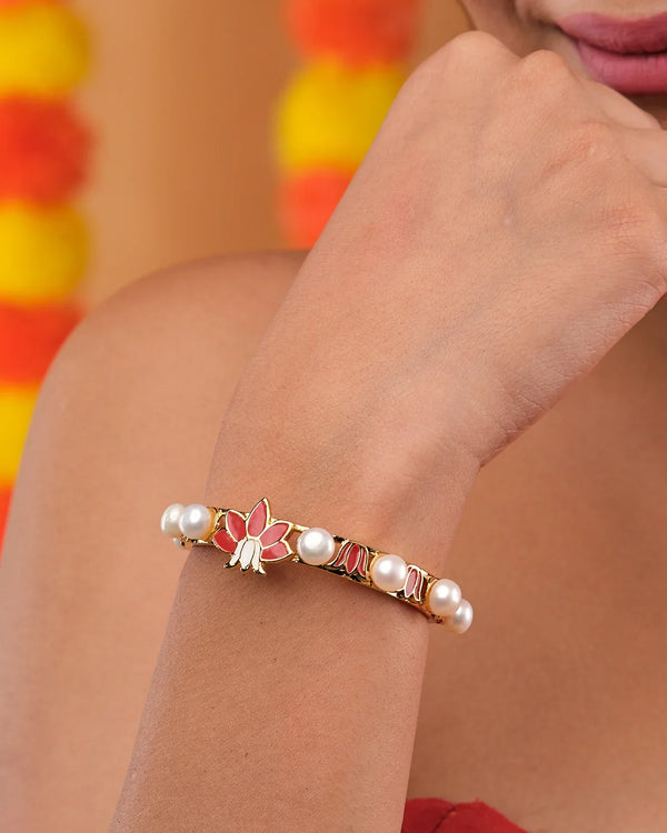 Blossom Pearl Enamel Bangle