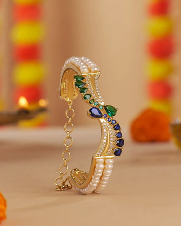 Royal Emerald & Sapphire Pearl Bangle