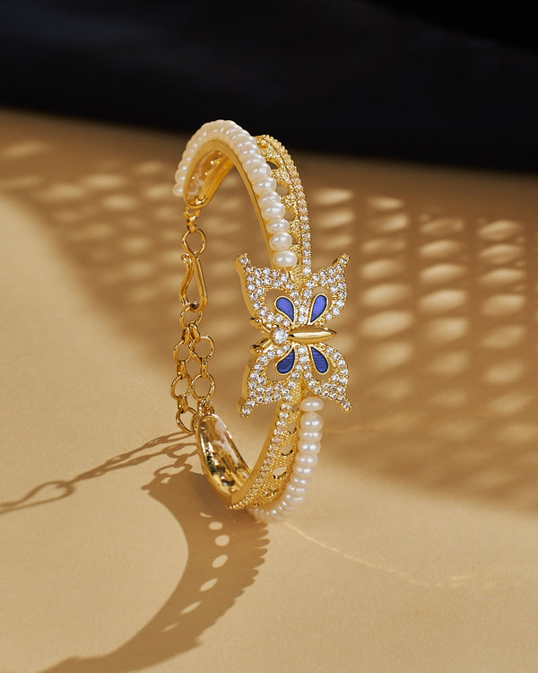 Butterfly Pearl CZ Bangle