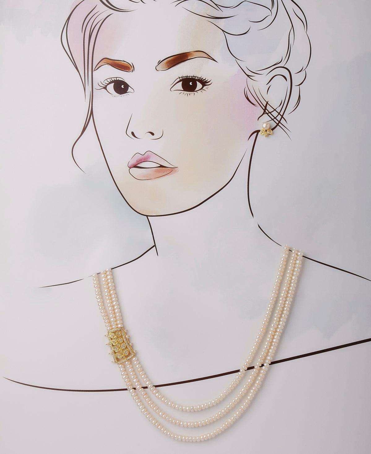 Beautiful Leaf Real Pearl Necklace Set - Chandrani Pearls