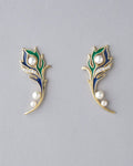 Beautiful Peacock Feather Stone & Pearl Earring - Chandrani Pearls