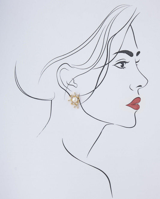 Beautiful Pearl & Stone Stud Earring - Chandrani Pearls