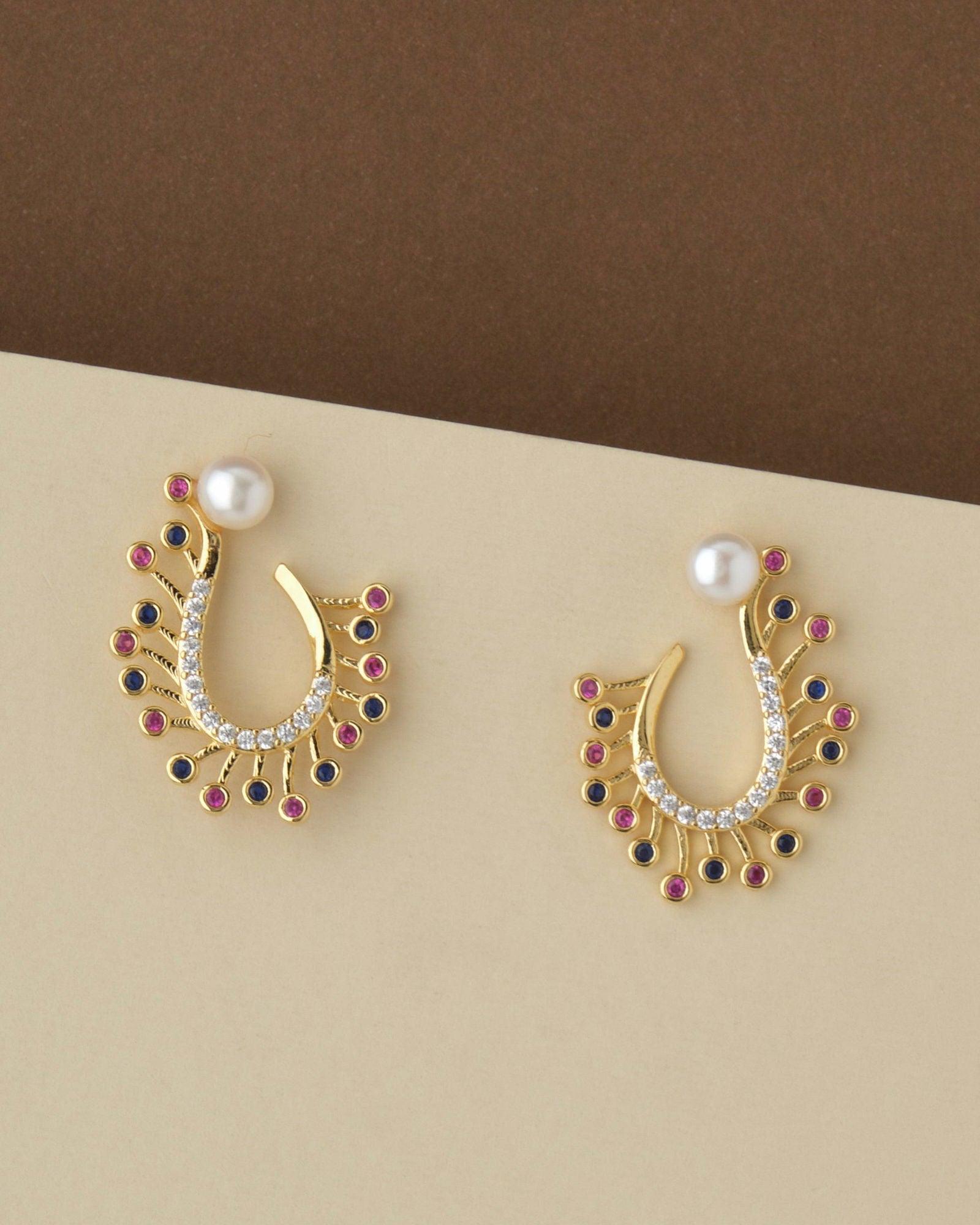 Beautiful Pearl & Stone Stud Earring - Chandrani Pearls