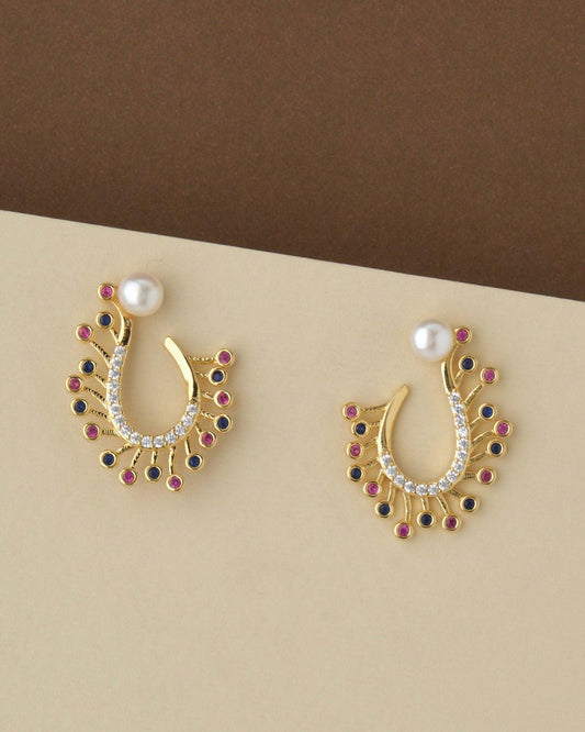 Beautiful Pearl & Stone Stud Earring - Chandrani Pearls