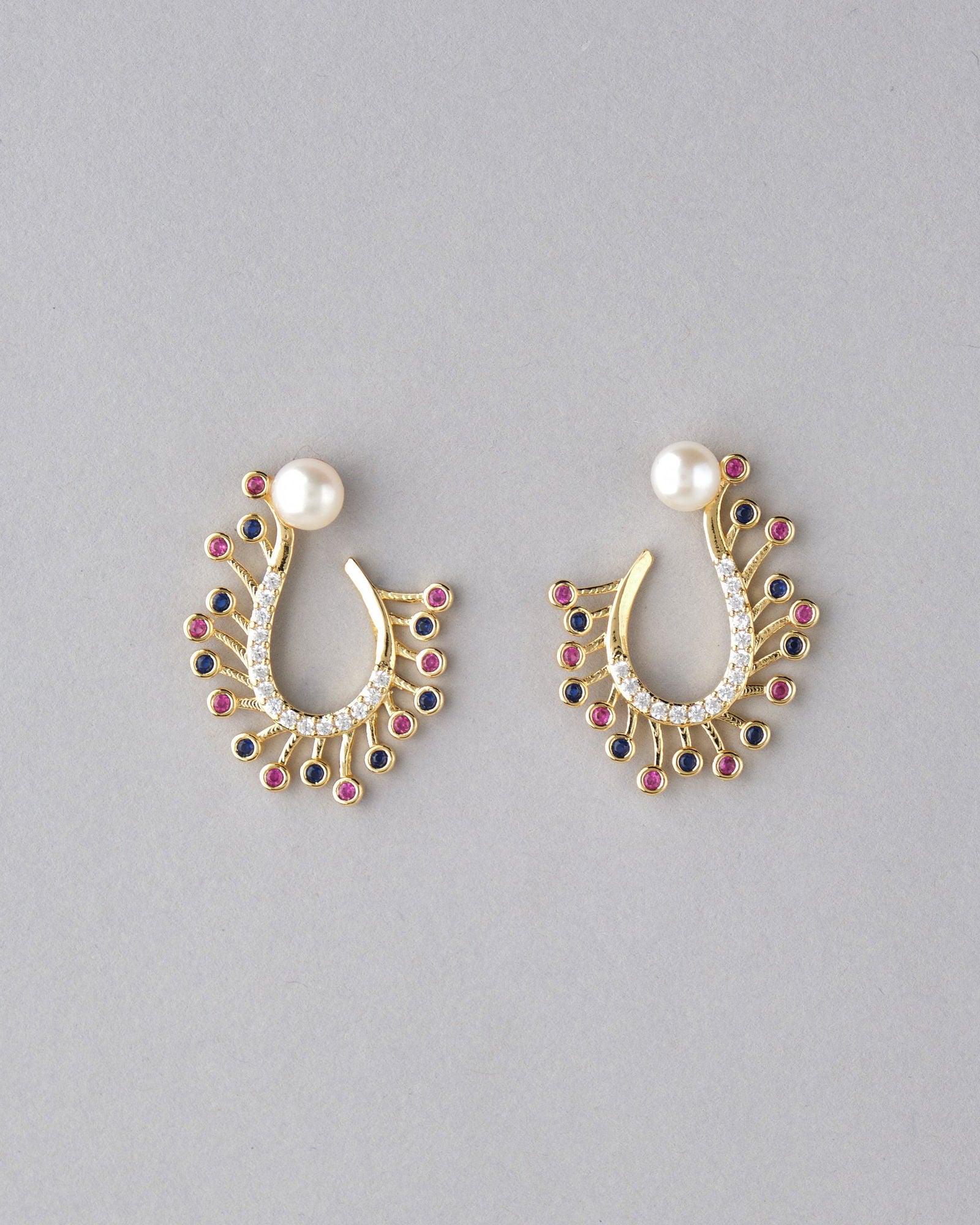 Beautiful Pearl & Stone Stud Earring - Chandrani Pearls