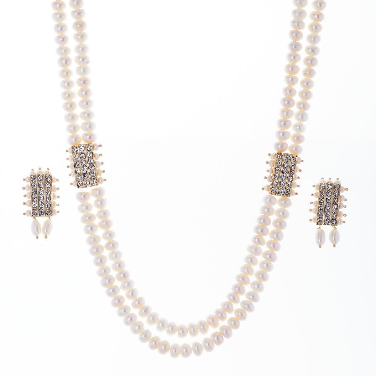 Beautiful Stone Studded Pearl Necklace Set - Chandrani Pearls