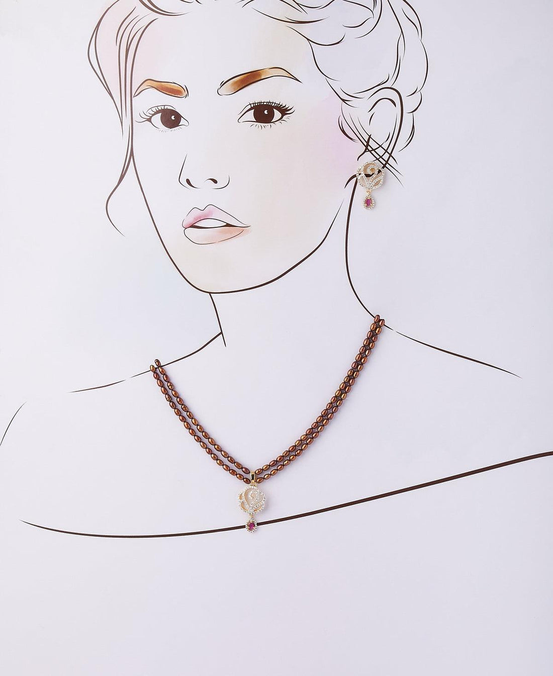Beautiful Stone Studded Pearl Necklace Set - Chandrani Pearls