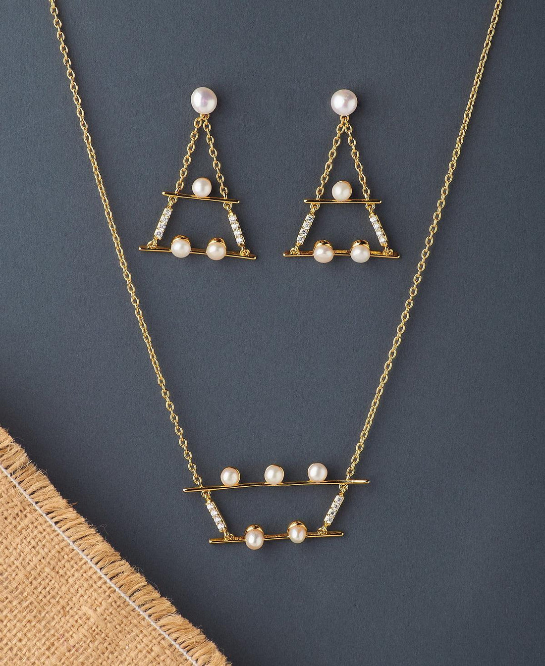 Boat Shaped Real Pearl Pendant Set - Chandrani Pearls
