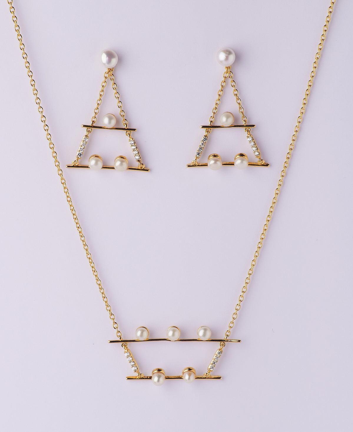 Boat Shaped Real Pearl Pendant Set - Chandrani Pearls