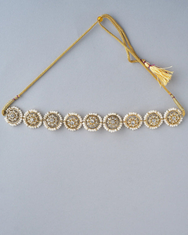 Golden Grace Traditional Floral Mandala Pearl Choker
