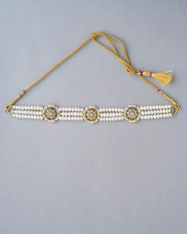 Trendy 3 Line Pearl Choker