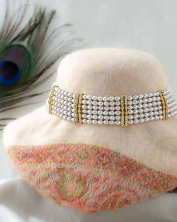 Classic Multi-Line Pearl Choker Necklace