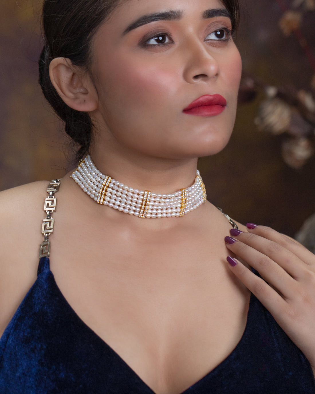 Classic Multi-Line Pearl Choker Necklace