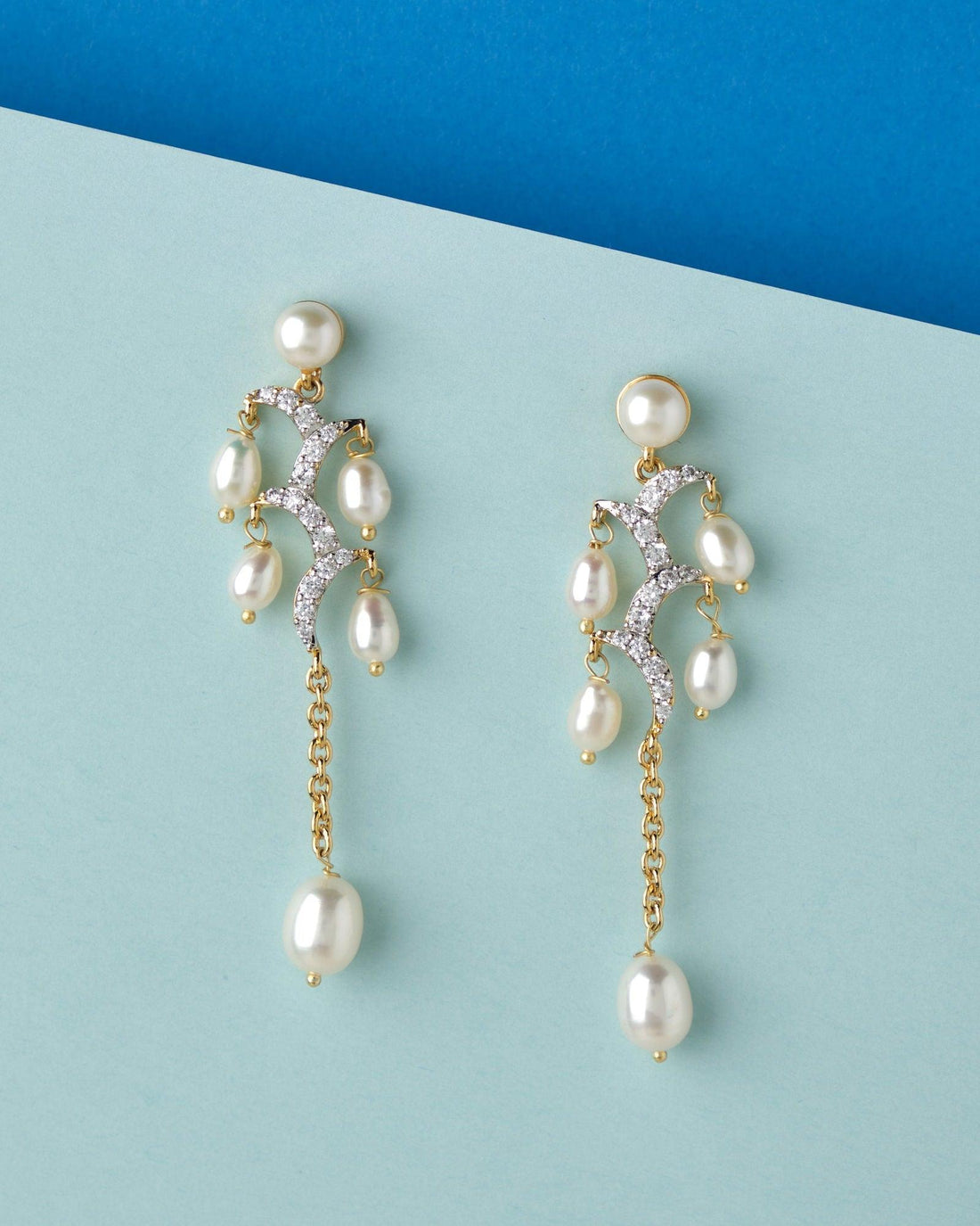 Cascading Linear Pearl Earring - Chandrani Pearls