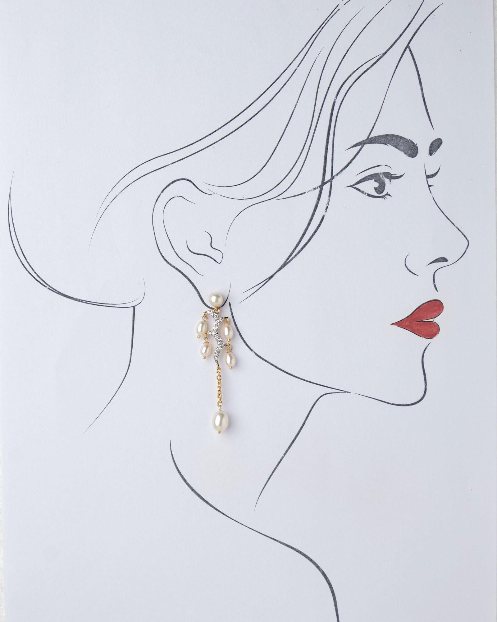 Cascading Linear Pearl Earring - Chandrani Pearls