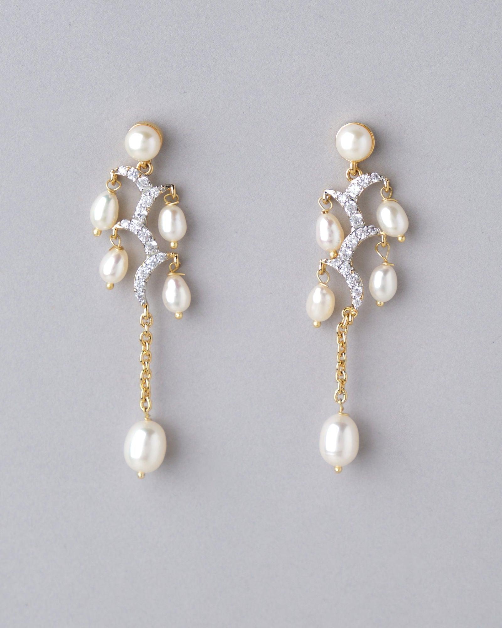 Cascading Linear Pearl Earring - Chandrani Pearls