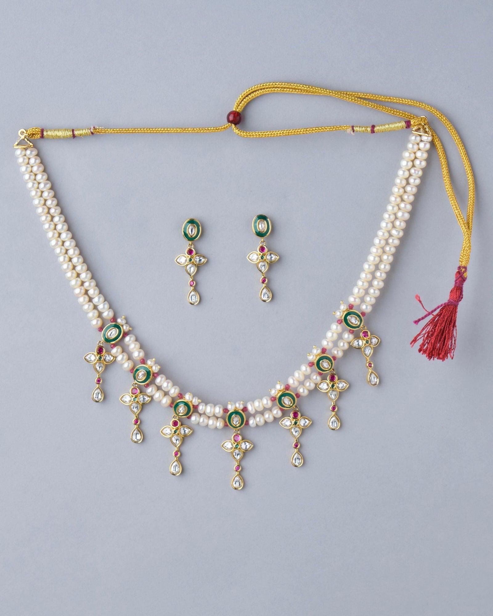 Charming Floral Necklace Set - Chandrani Pearls