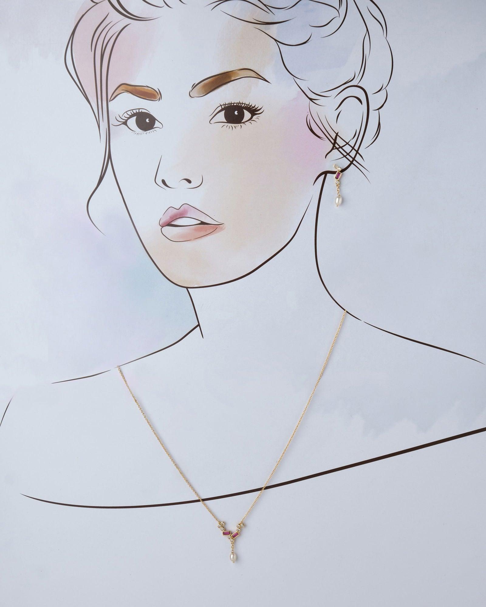 Chic and Slender Pearl Drop Necklace Set - Chandrani Pearls