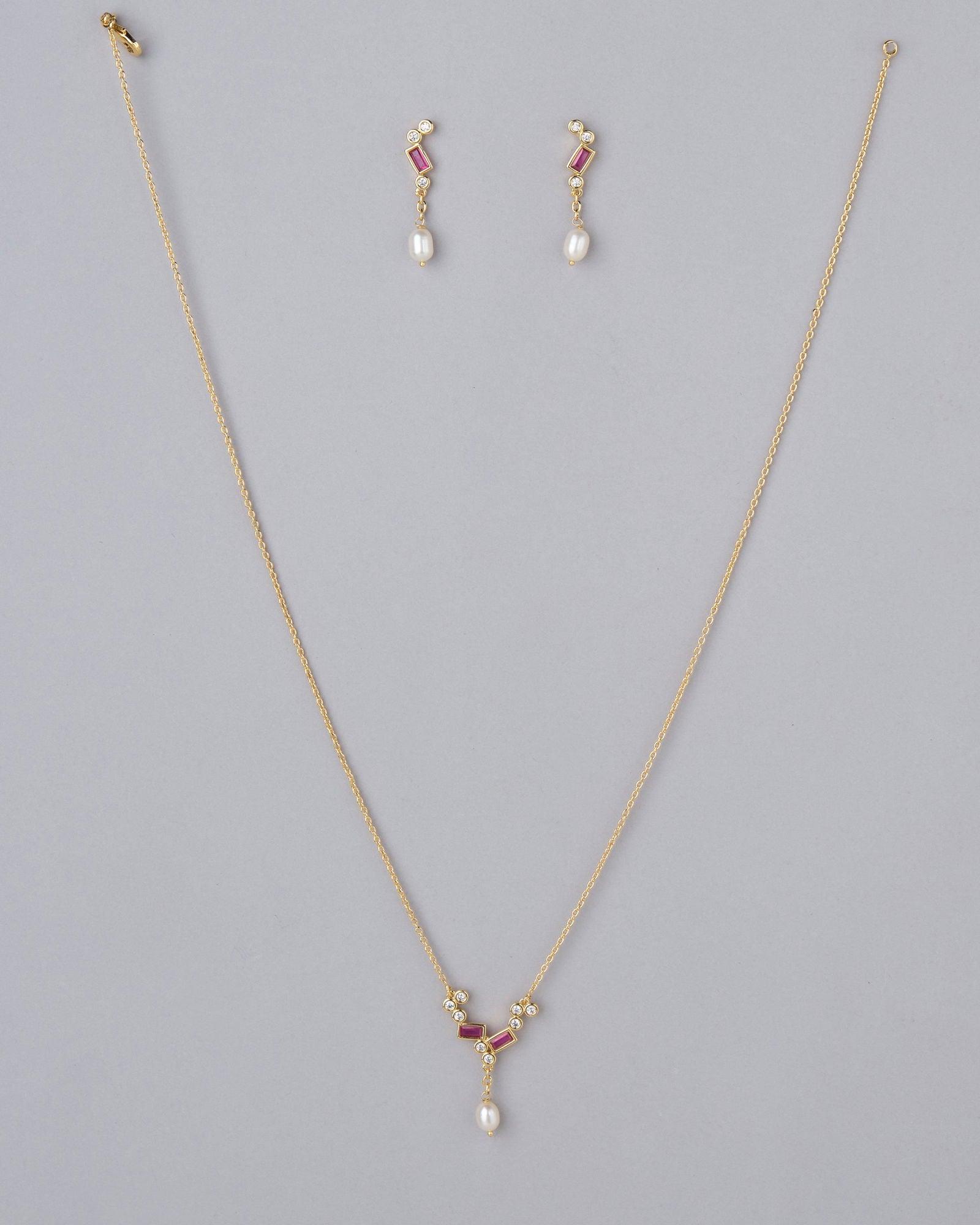 Chic and Slender Pearl Drop Necklace Set - Chandrani Pearls