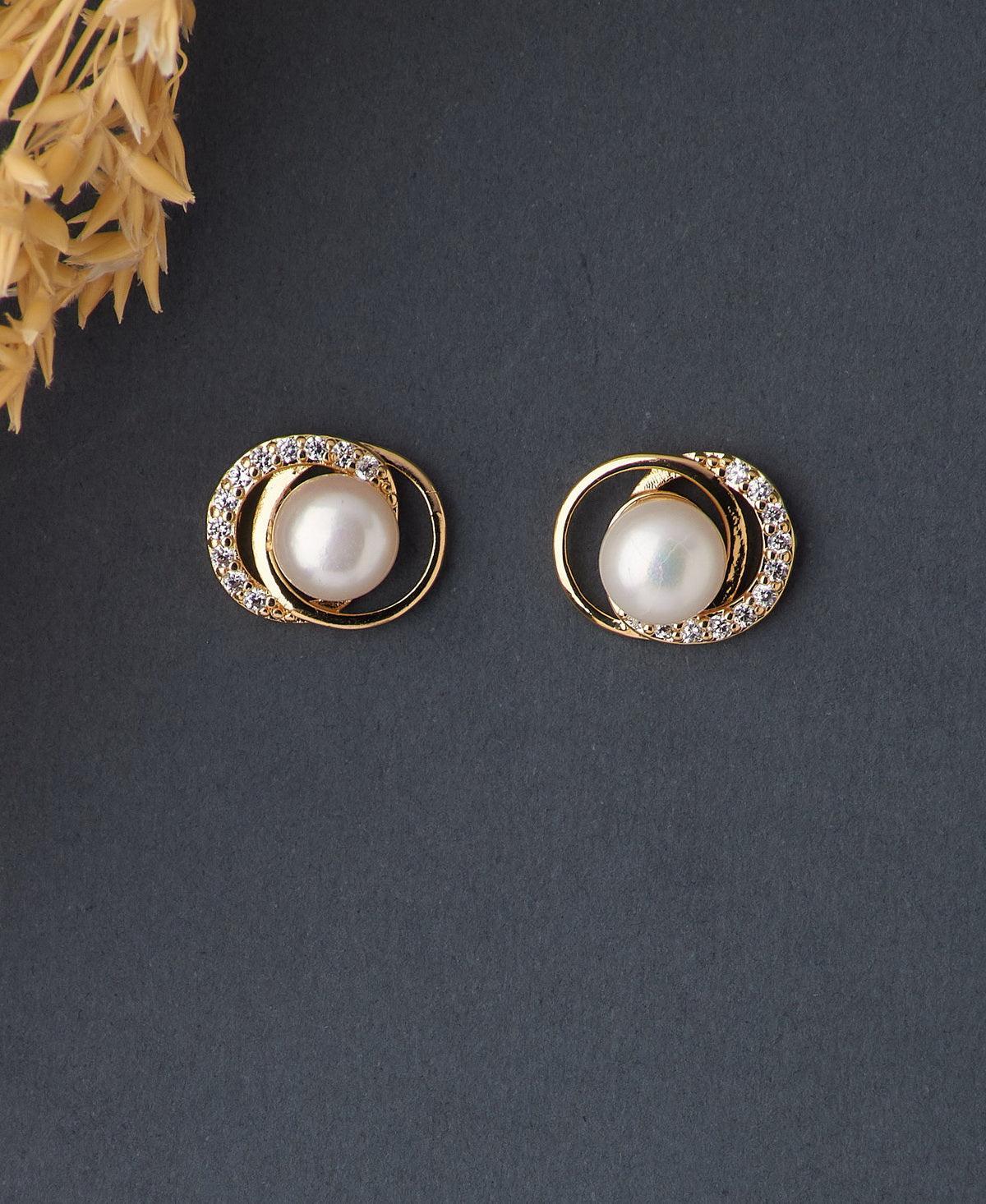 Classic White Stud Pearl Earring - Chandrani Pearls