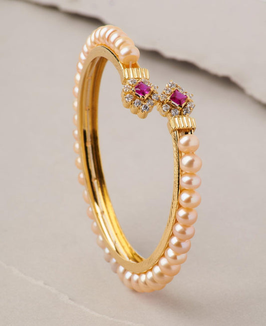 Classy Pink Pearl Bangle - Chandrani Pearls