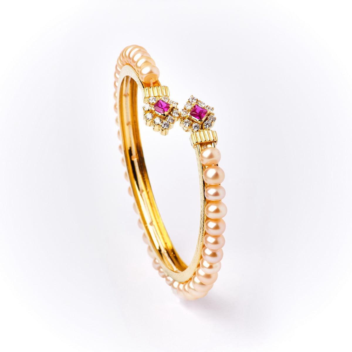 Classy Pink Pearl Bangle - Chandrani Pearls