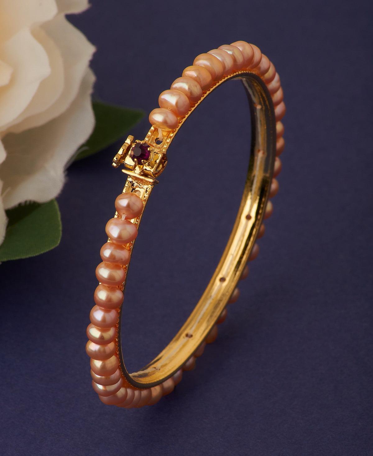 Classy Pink Pearl Bangle - Chandrani Pearls