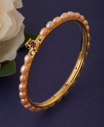 Classy Pink Pearl Bangle - Chandrani Pearls